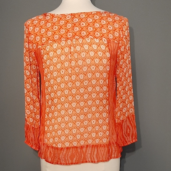 Lucky Brand Women's Caley Sheer Mixed Printed Top - Picture 4 of 14